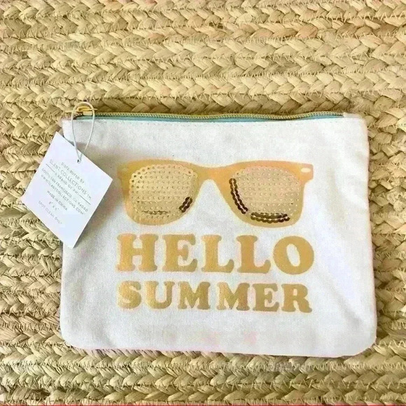 Slant Collections Hello Summer Sunglass Sequin Cosmetic Bag - Picture 1 of 5